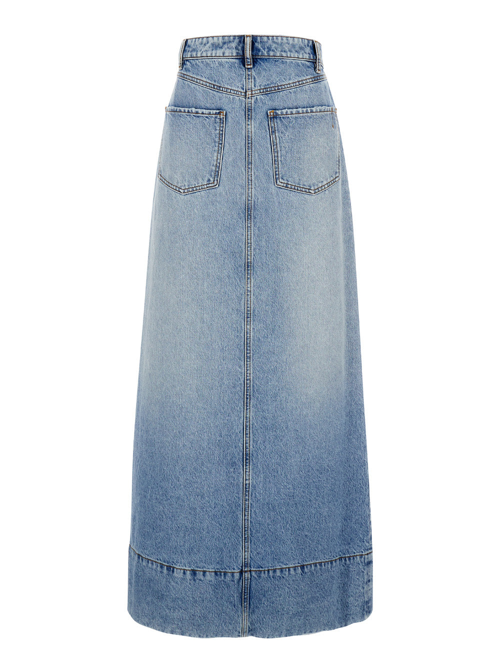 Sportmax Women Maxi Light Blue Skirt With Reversed Front And Rear In Denim Woman