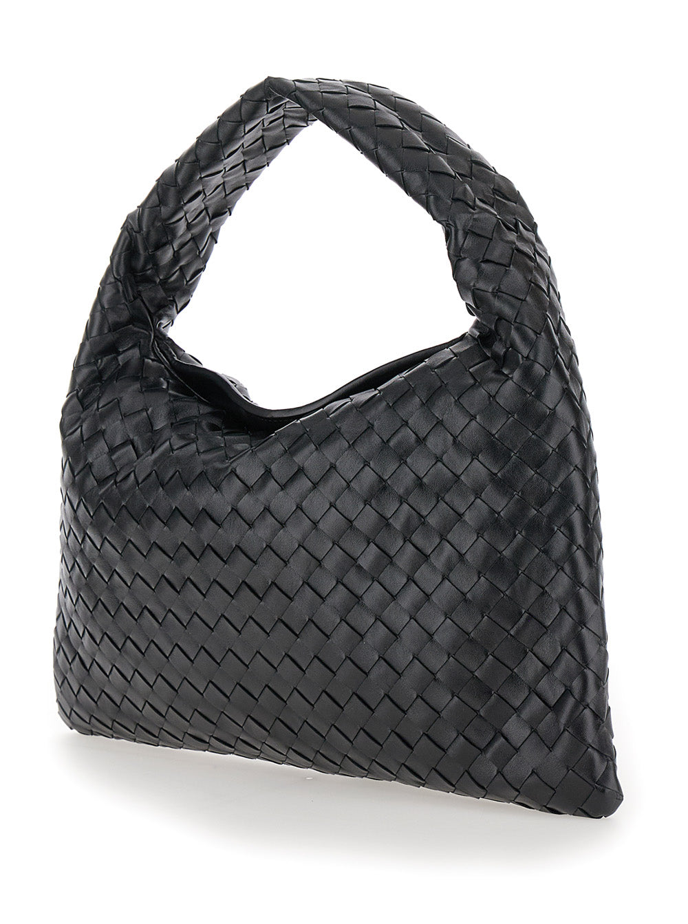 Bottega Veneta Women Black Shoulder Bag 'Hop Piccola' With Intreccio Motif In Leather For Women