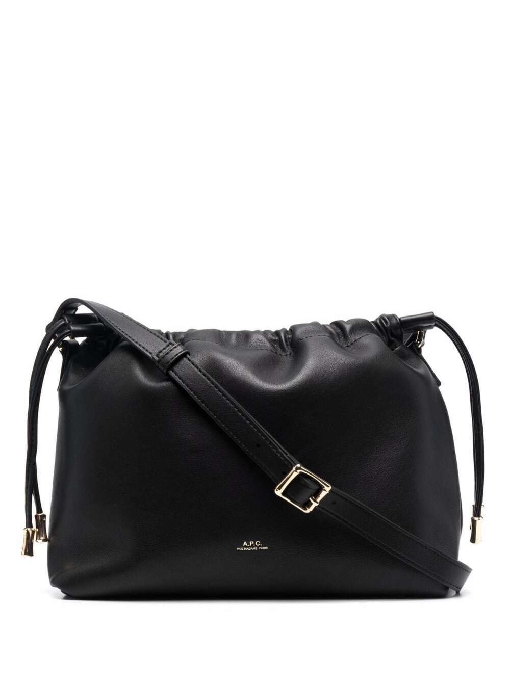 A.P.C. Women Black Crossbody Bag With Logo Lettering On The Front And Drawstring Closure In Ecoleather For Women