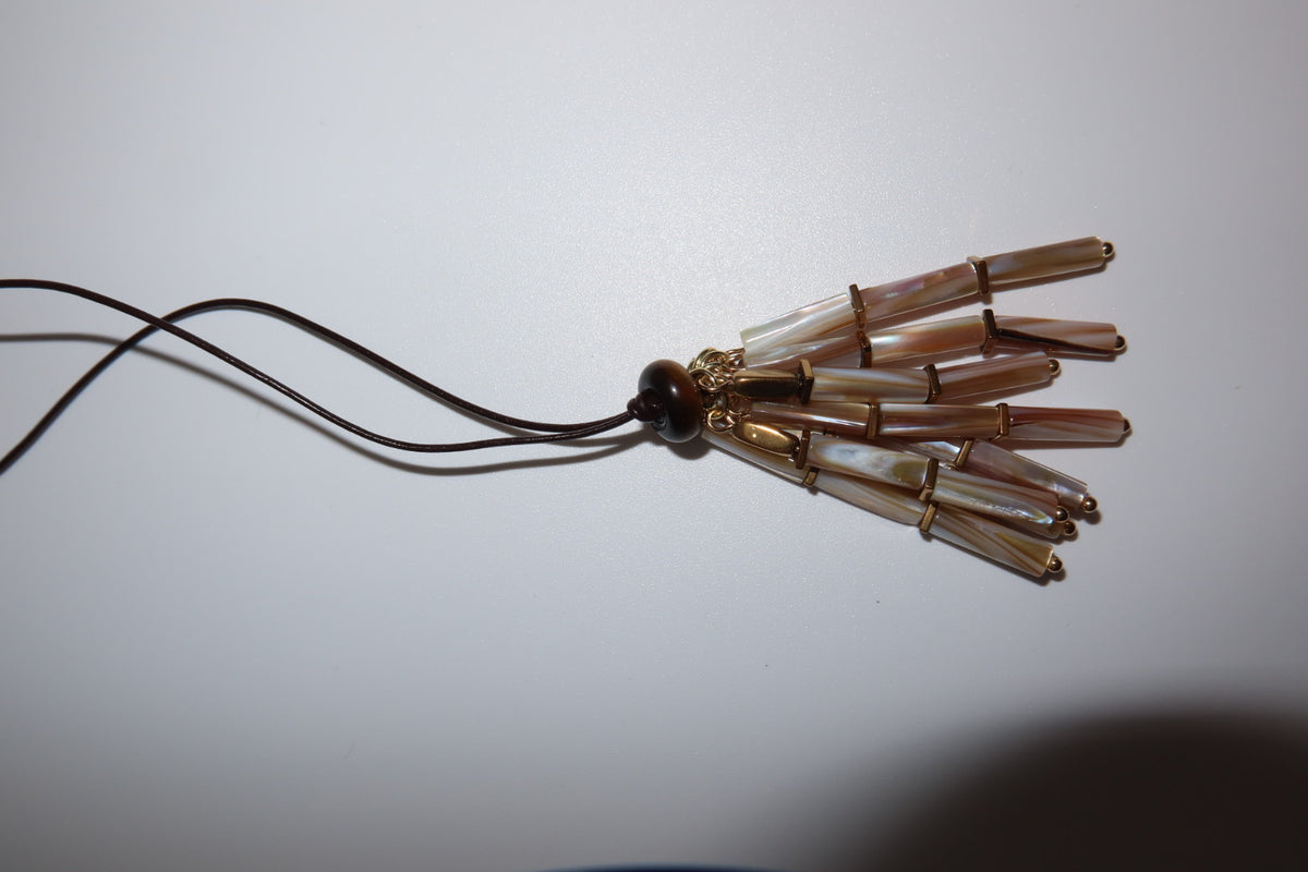 Natural Stone Beaded Tassel Necklace