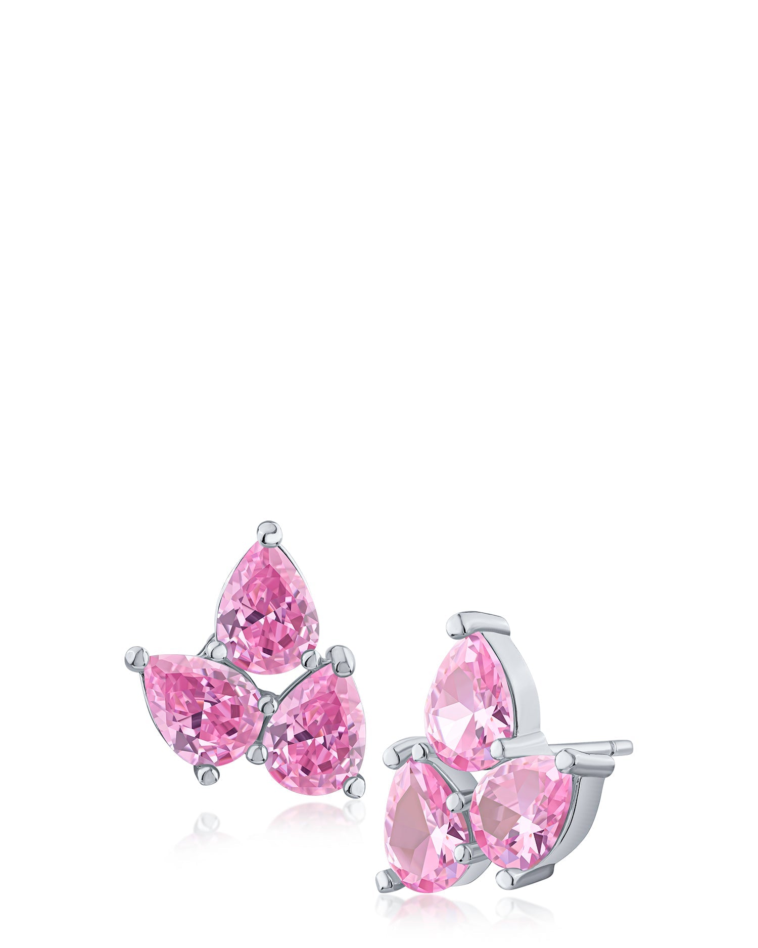 Triple Pear CZ Cluster Earrings