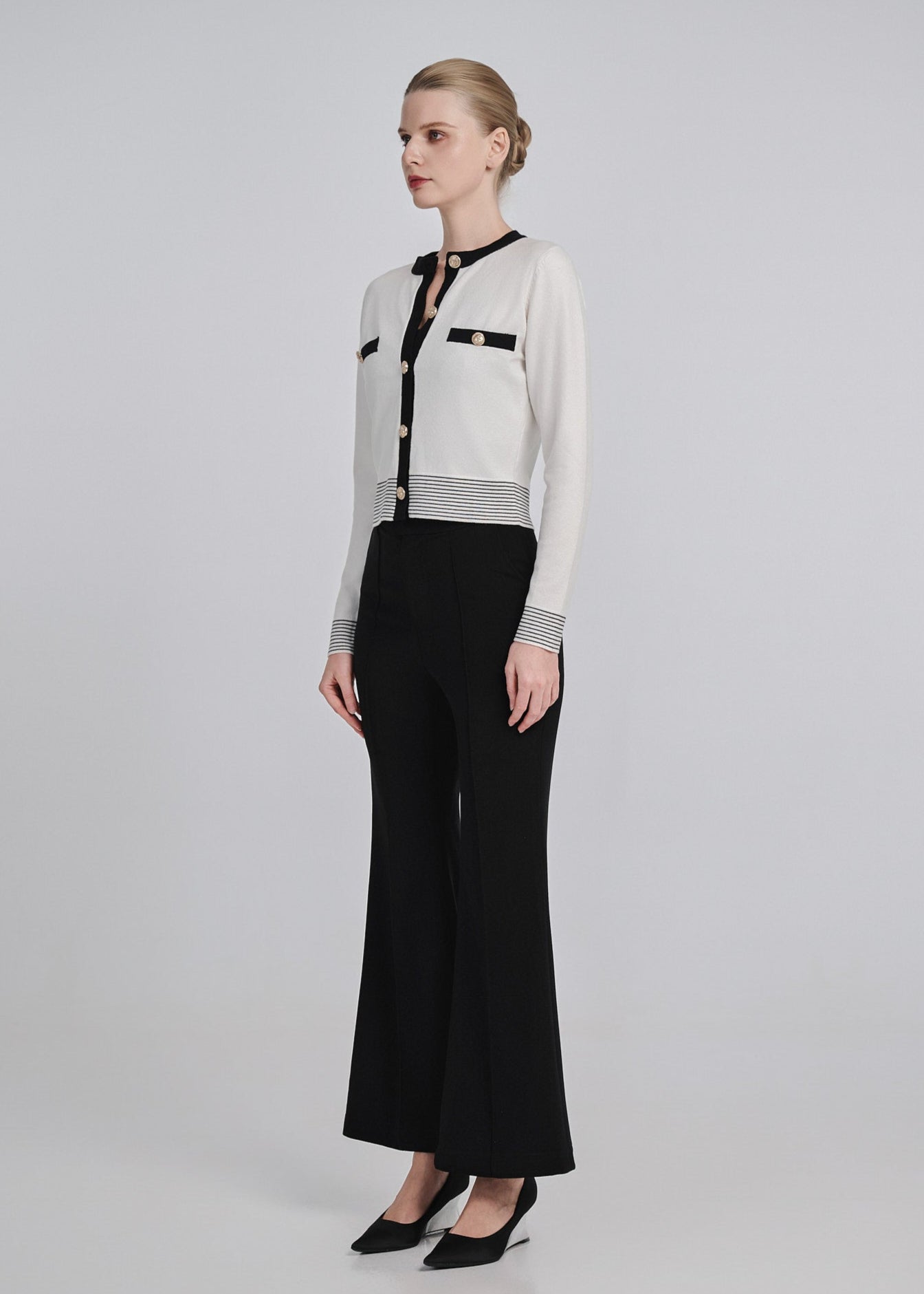 Knitted Cardigan with Contrast Edging