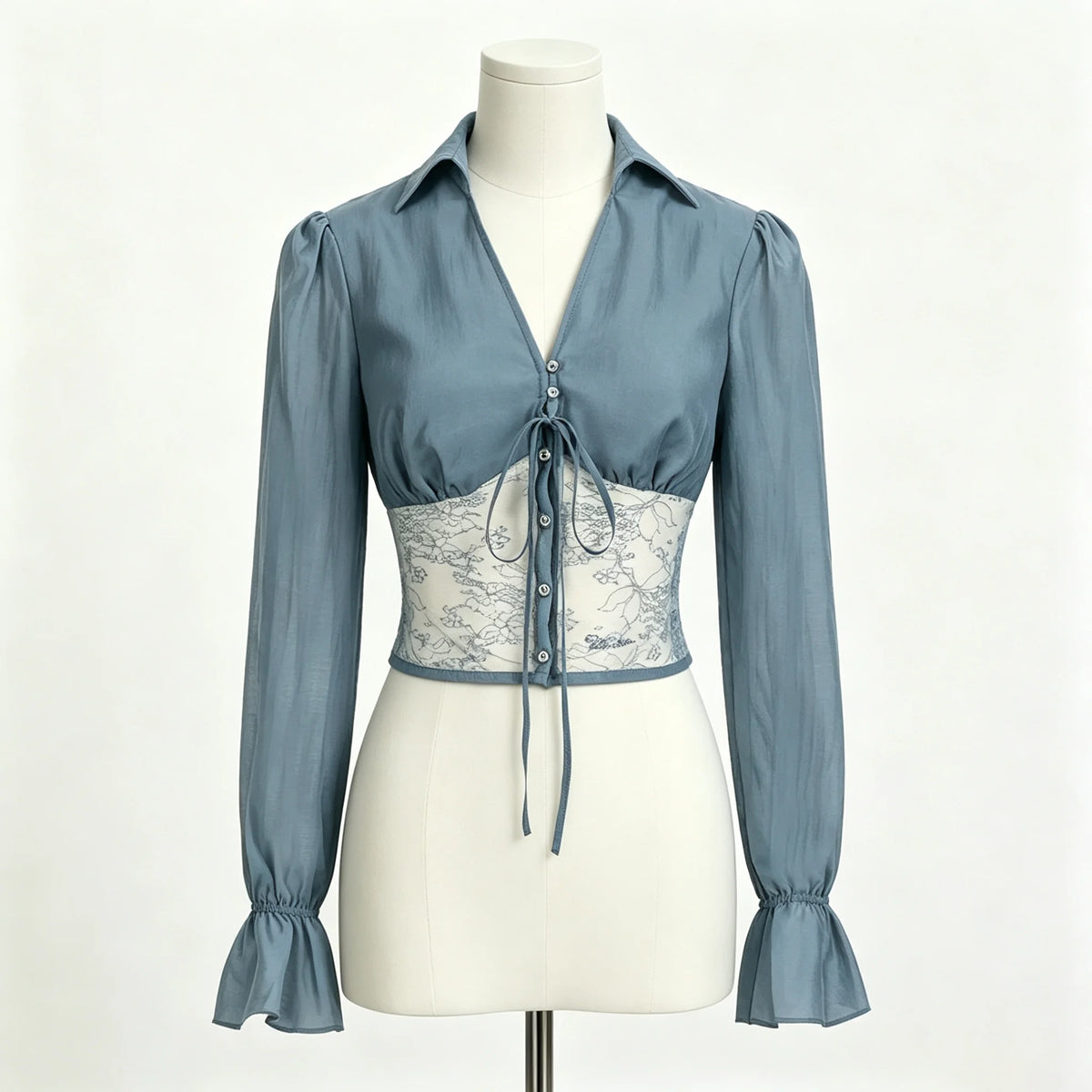 Satin Lapel V-Neck Lapel Top