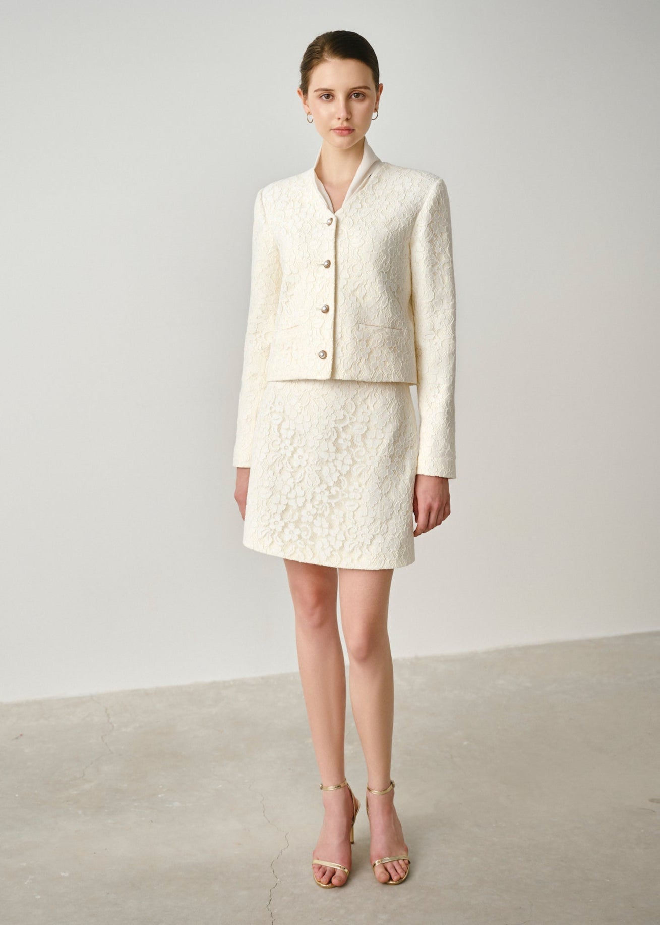 Lace Textured V-neck Jacket