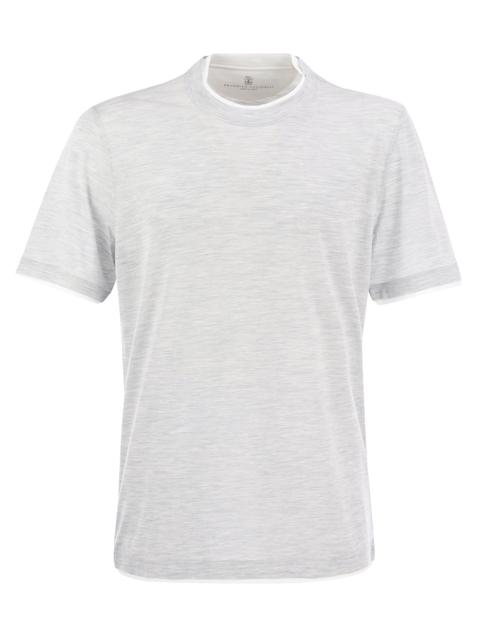 Brunello Cucinelli Men Slim Fit Crew-Neck T-Shirt In Lightweight Cotton Jersey