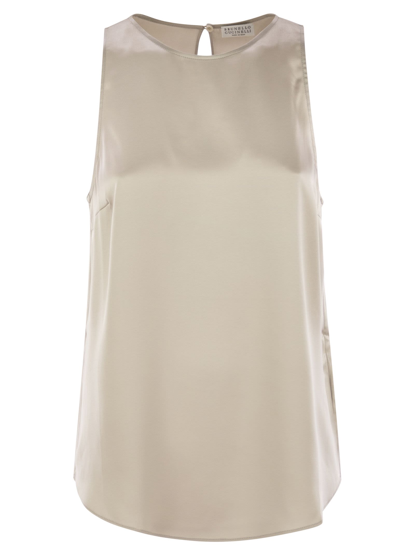 Brunello Cucinelli Women Stretch Silk Satin Top With Jewellery