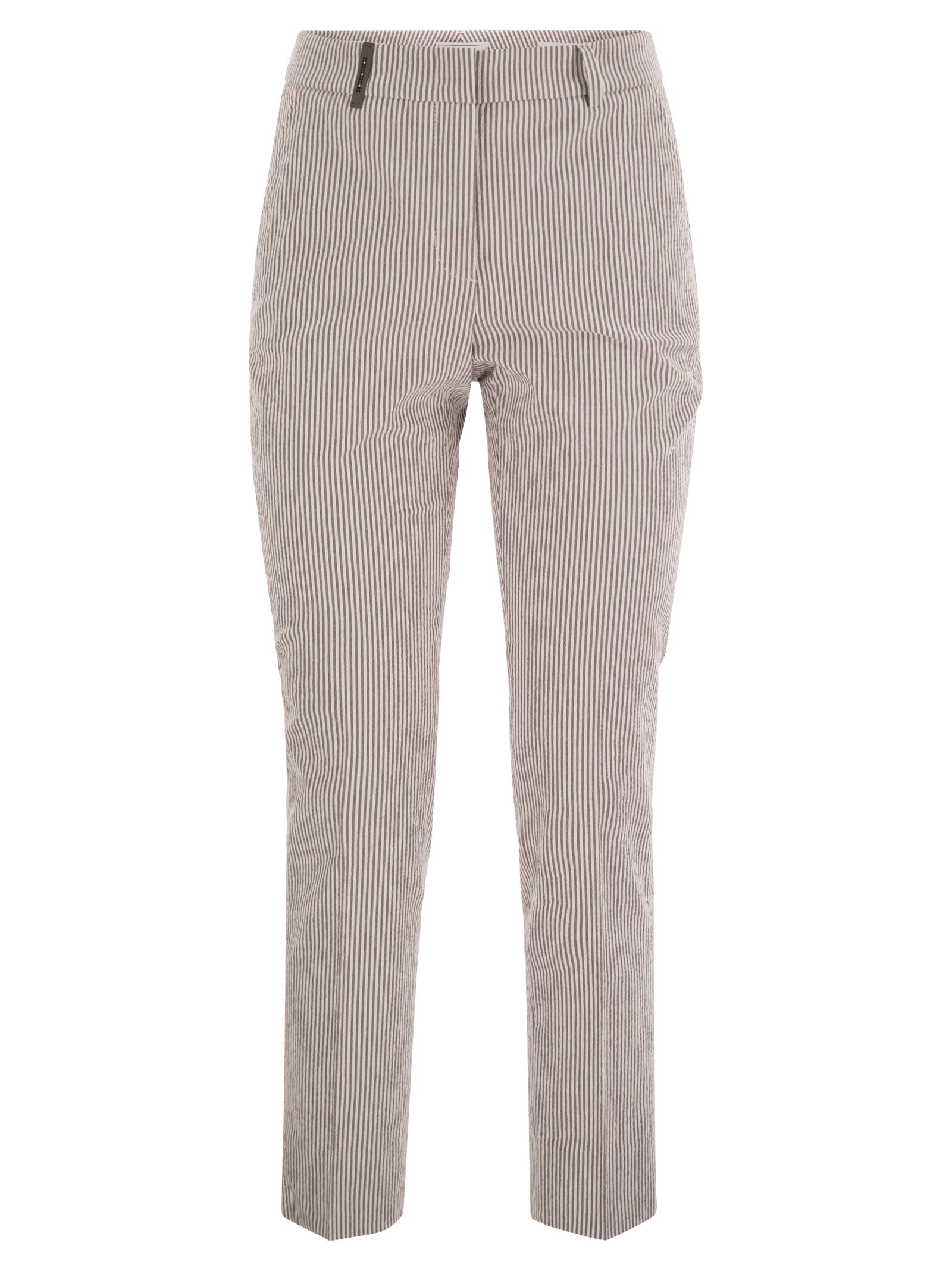 Peserico Women Seersucker Cotton Cigarette Trousers