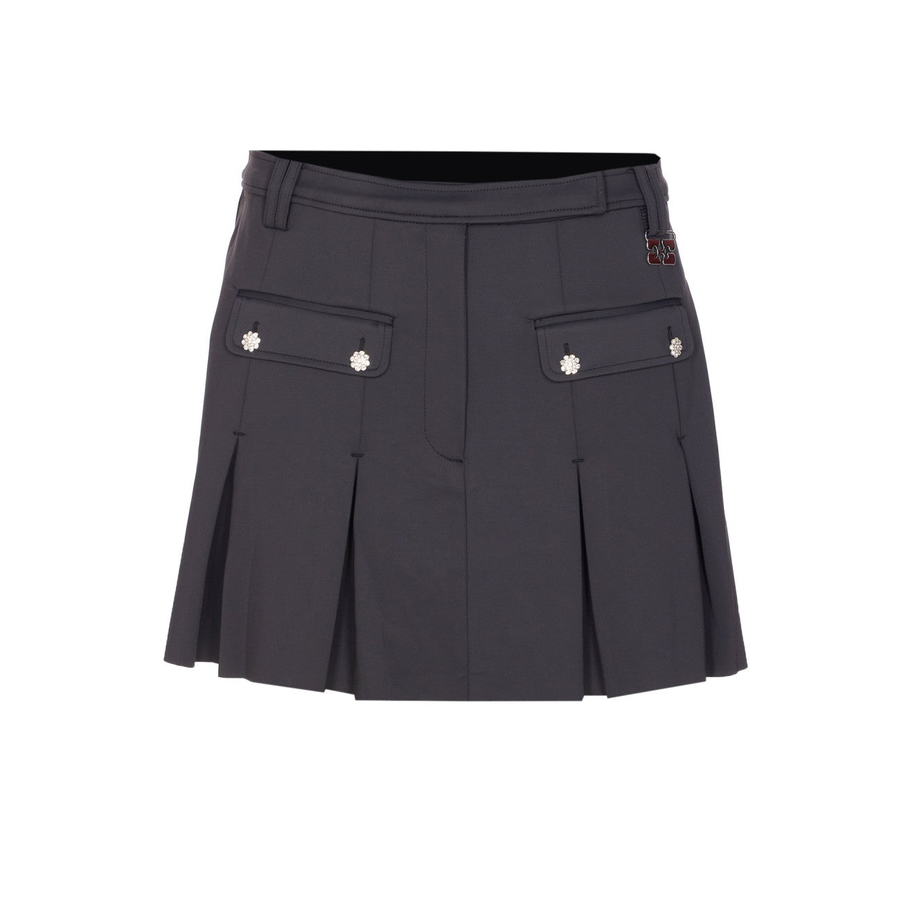 Ganni Women Black Pleated Mini Skirt