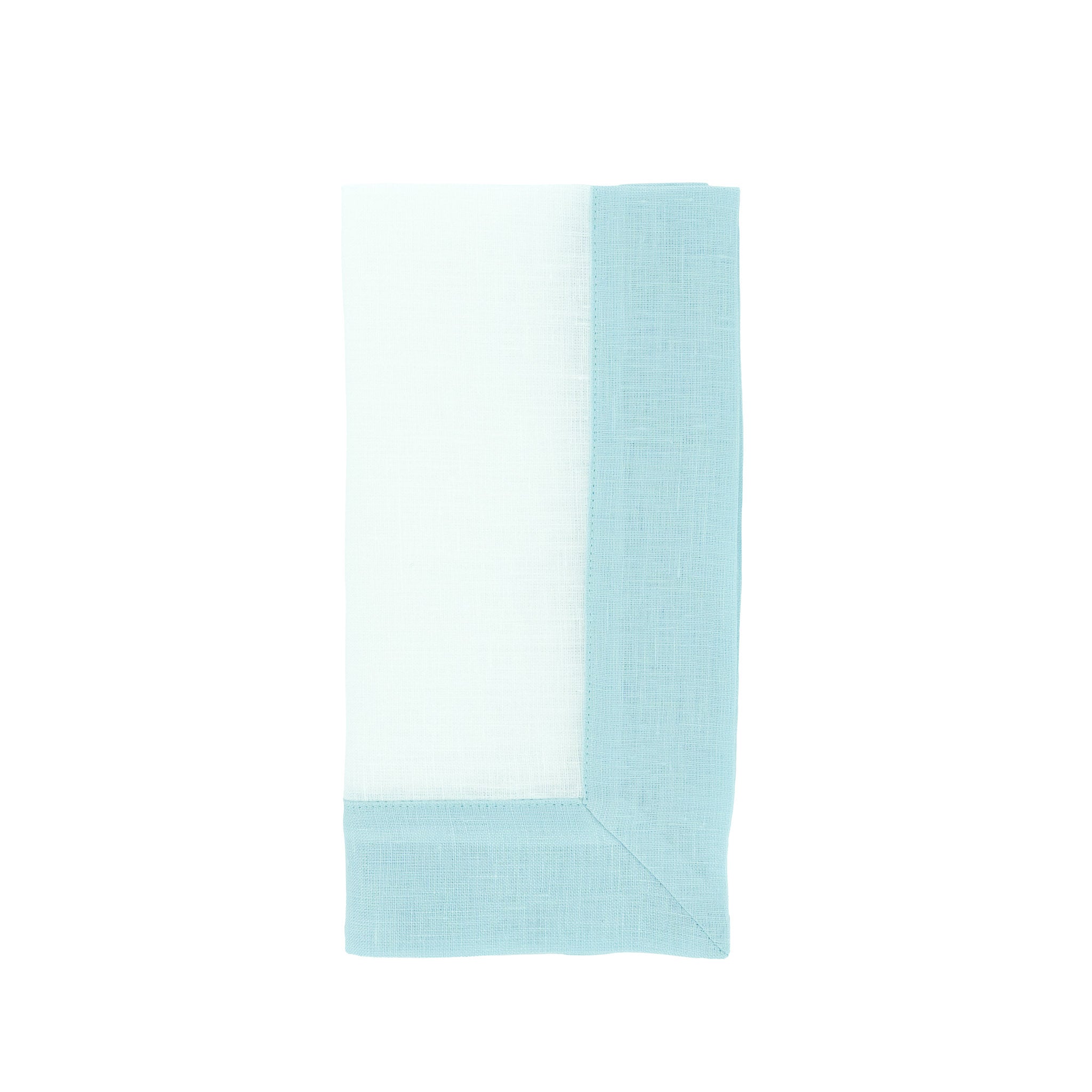 Mint Linen Napkins with Green Double-Sided Borders, Set of 4 / ChouChou Touch