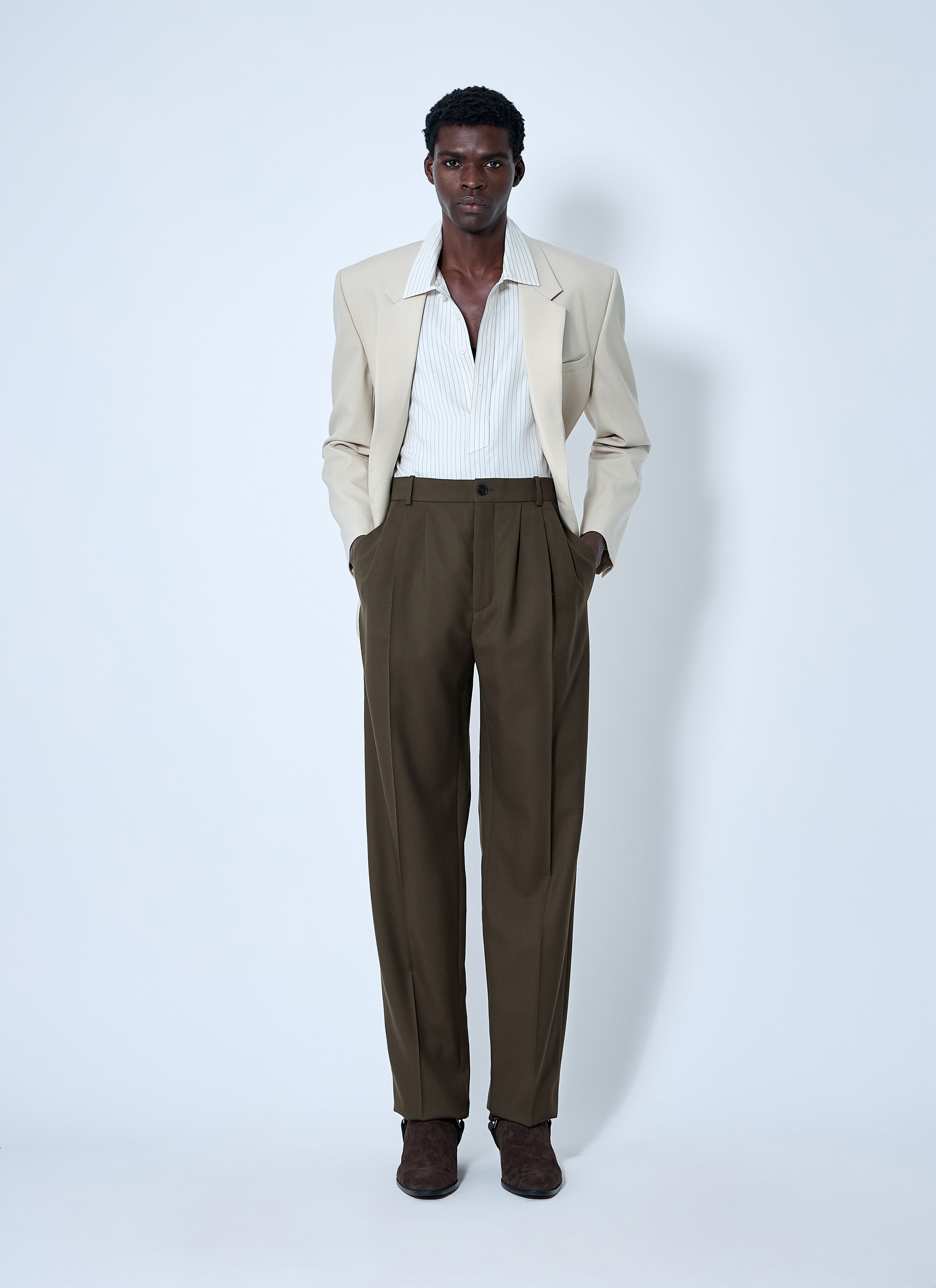 Saint Laurent Men Wool Tailored Pants