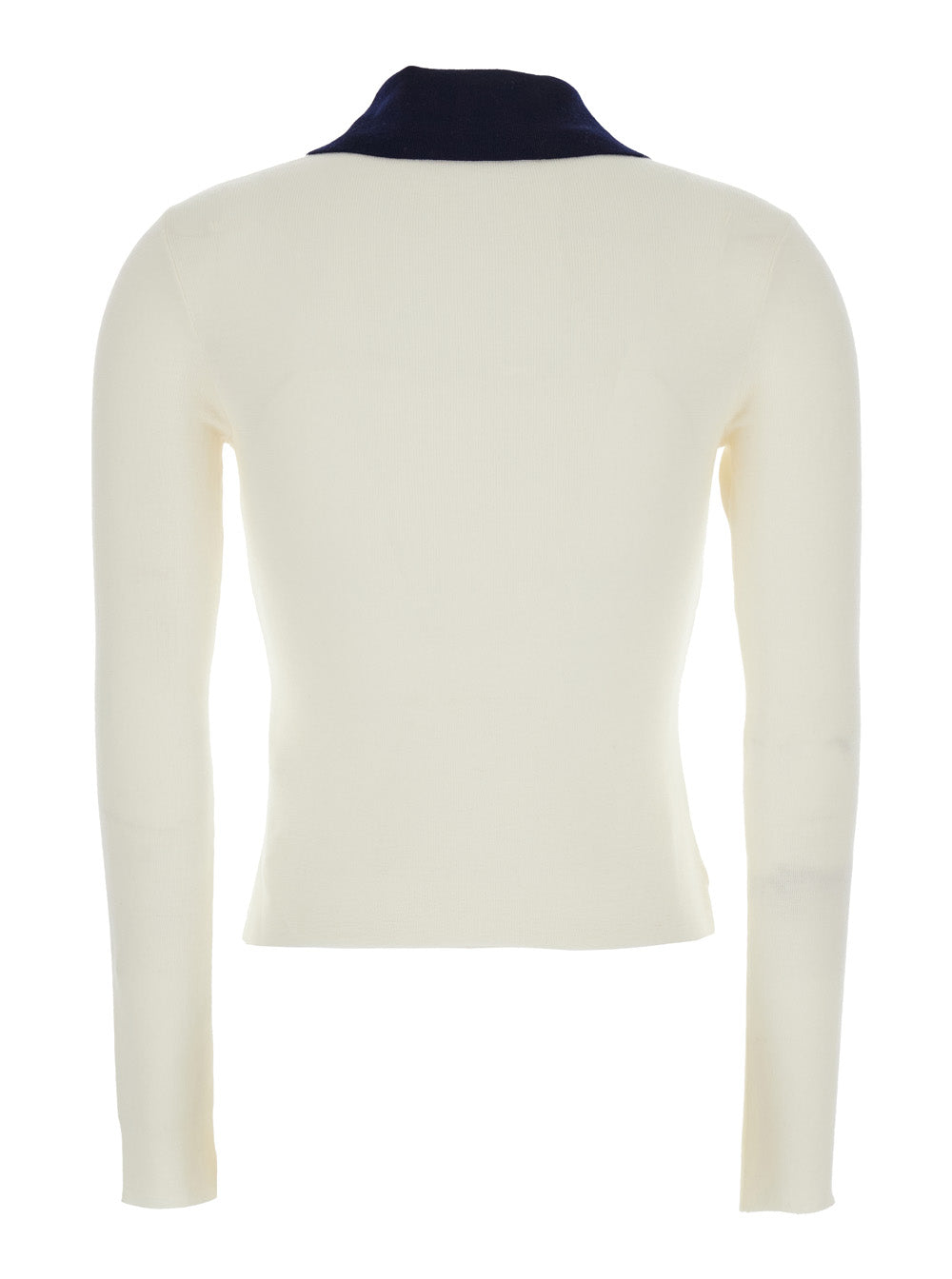 Self-Portrait Women White Cropped Cardigan With Contrasting Collar And Tonal Button Closure In Wool Woman