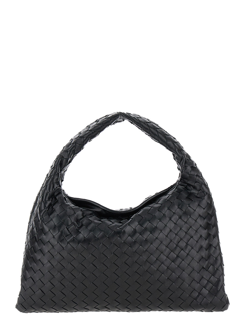 Bottega Veneta Women Black Shoulder Bag 'Hop Piccola' With Intreccio Motif In Leather For Women