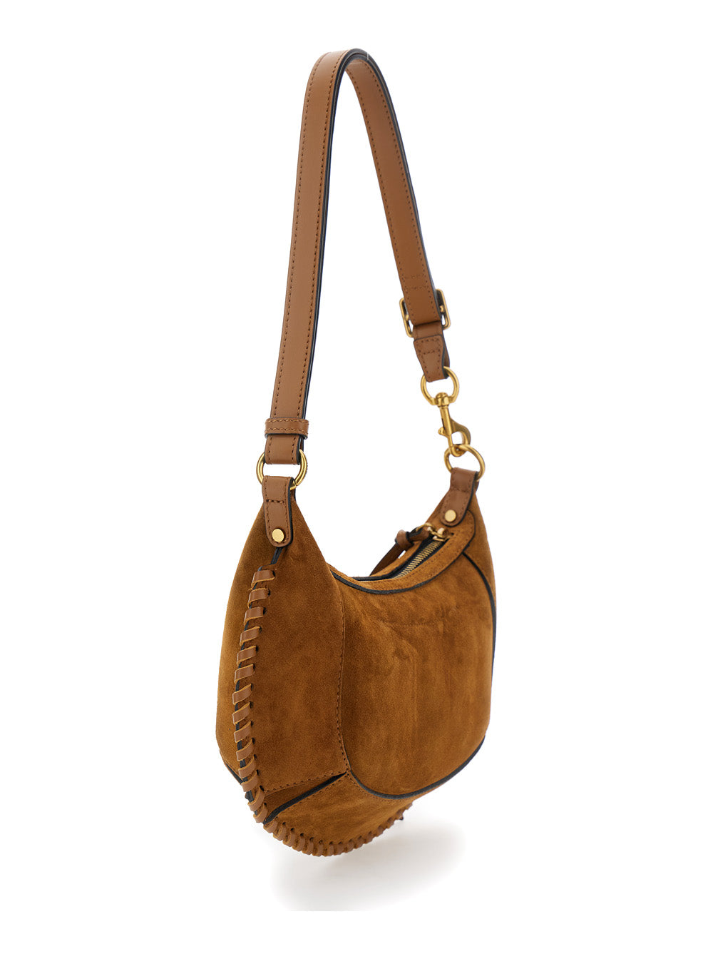 Isabel Marant Women Shoulder Bag 'Oskan Moon' With Logo Print On Front In Brown Suede For Women