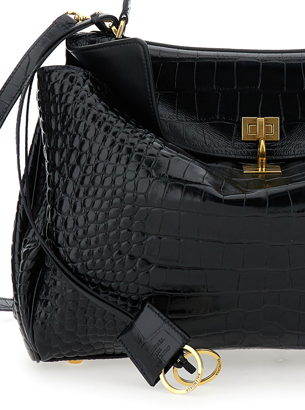 Balenciaga Women Black Handbag 'Rodeo' With Removable Leather Shoulder Strap For Women