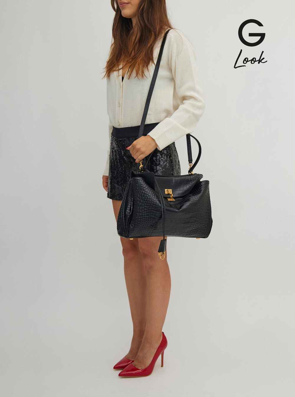 Balenciaga Women Black Handbag 'Rodeo' With Removable Leather Shoulder Strap For Women