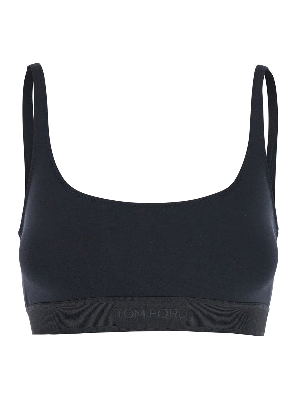 Tom Ford Women Bralette Top 'Brj016jex166l' With Wide Neckline And Lettering Logo On The Front In Black Stretch Modal For Women