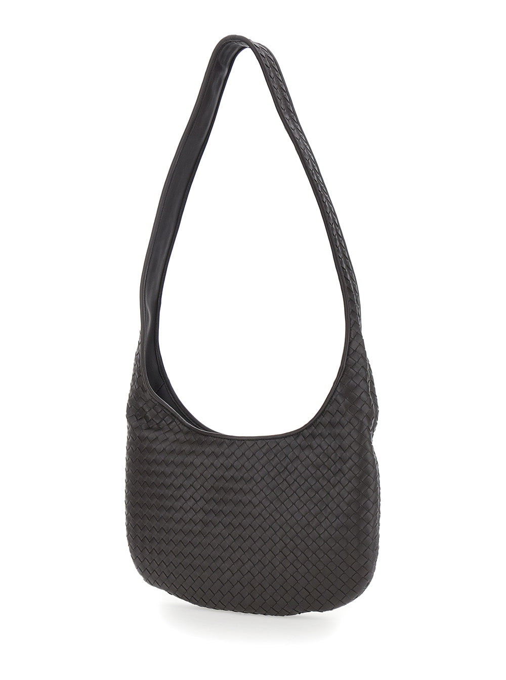 Bottega Veneta Men Brown  Crossbody Bag With Top Zip Closure And Intreccio Motif In Leather For Men