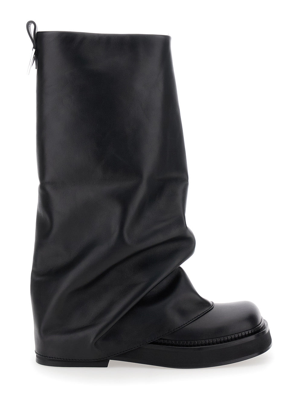 The Attico Women Robin Boots With Square Toe And Logo Plate On The Back In Black Leather For Women