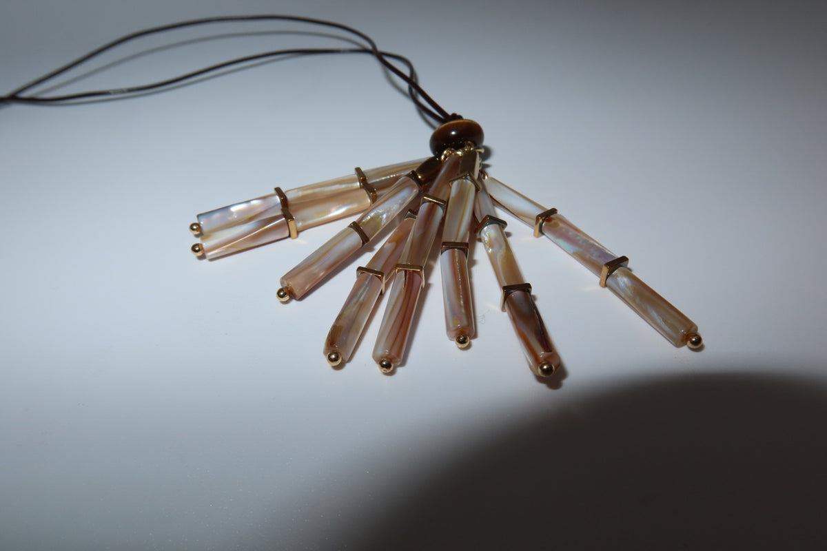 Natural Stone Beaded Tassel Necklace