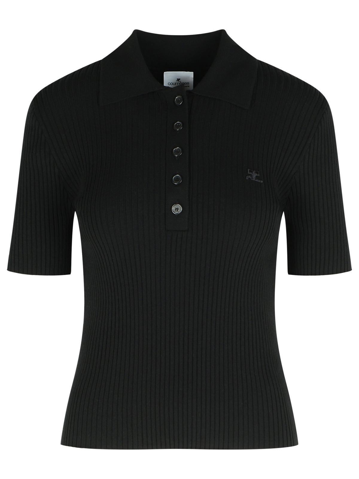 Courreges Black Viscose Blend Polo Shirt Women