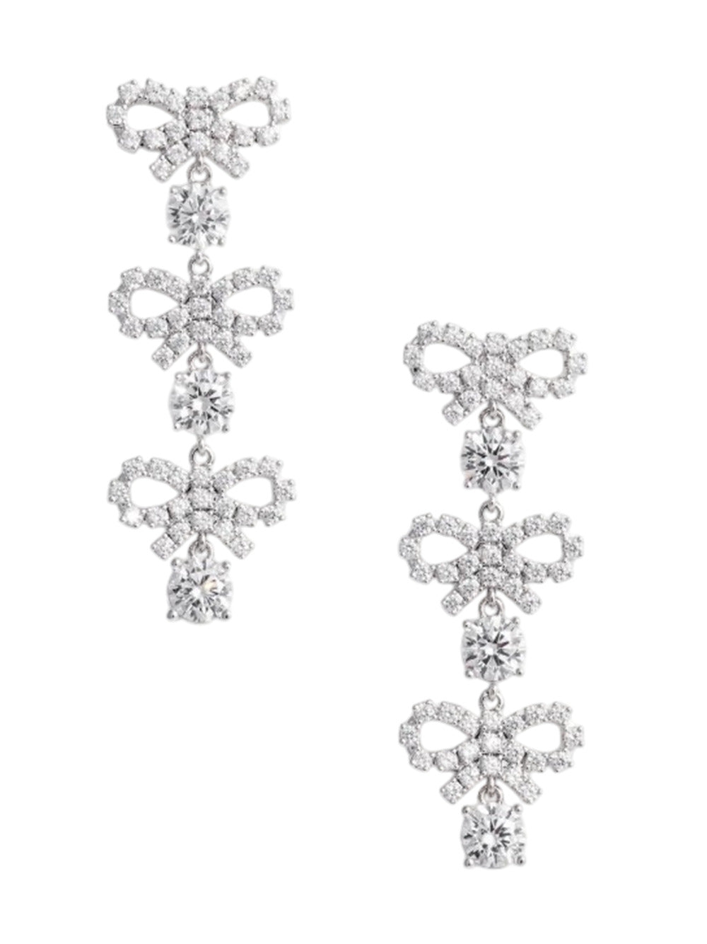 Self-Portrait Women Crystal Micro Bow Tiered Earrings