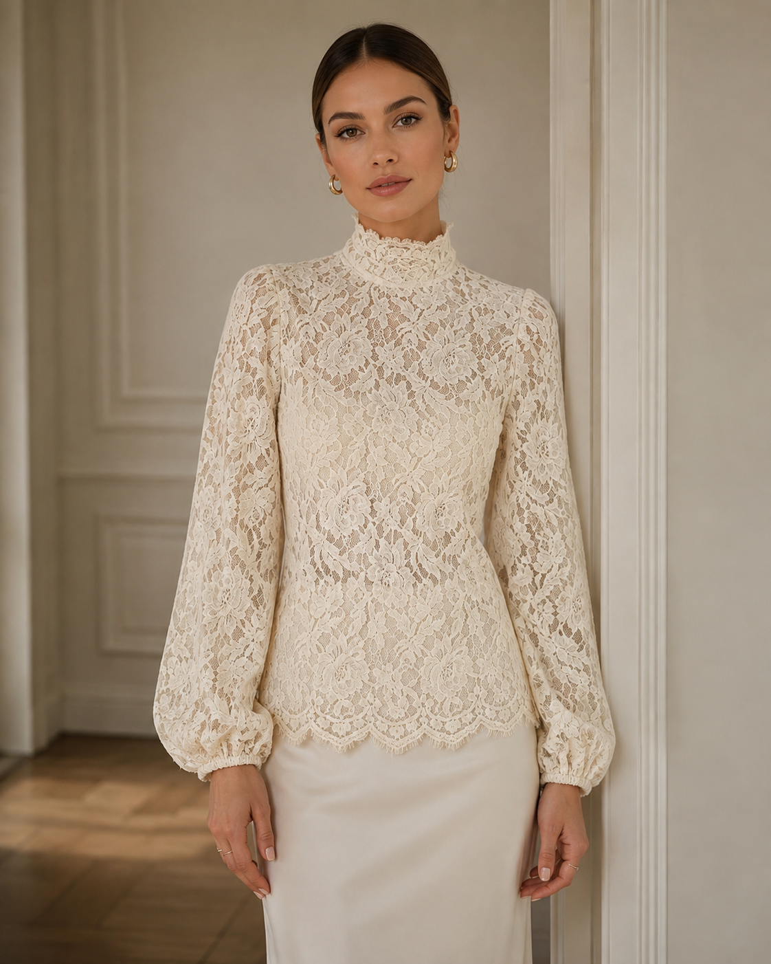 Lace Puff Sleeve Shirt
