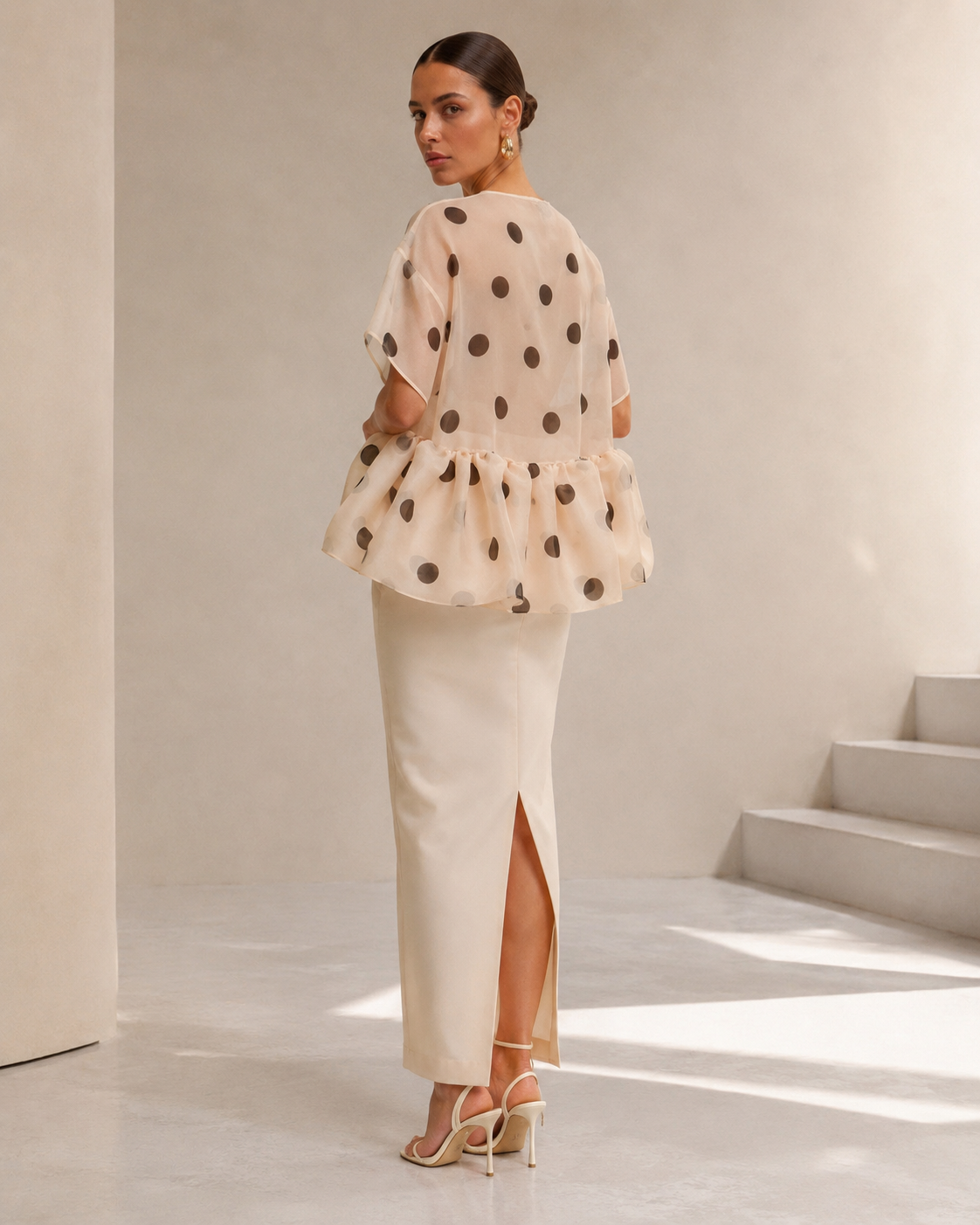 Organza Ruffled Polka Dot Blouse