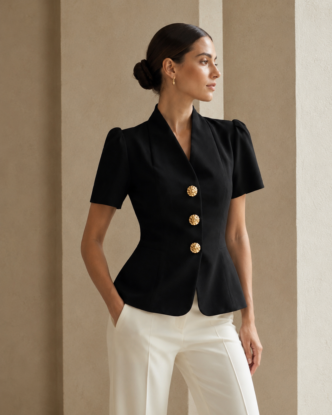 V-Neck Short Sleeve Blazer