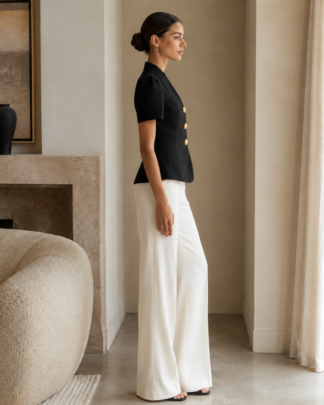 V-Neck Short Sleeve Blazer