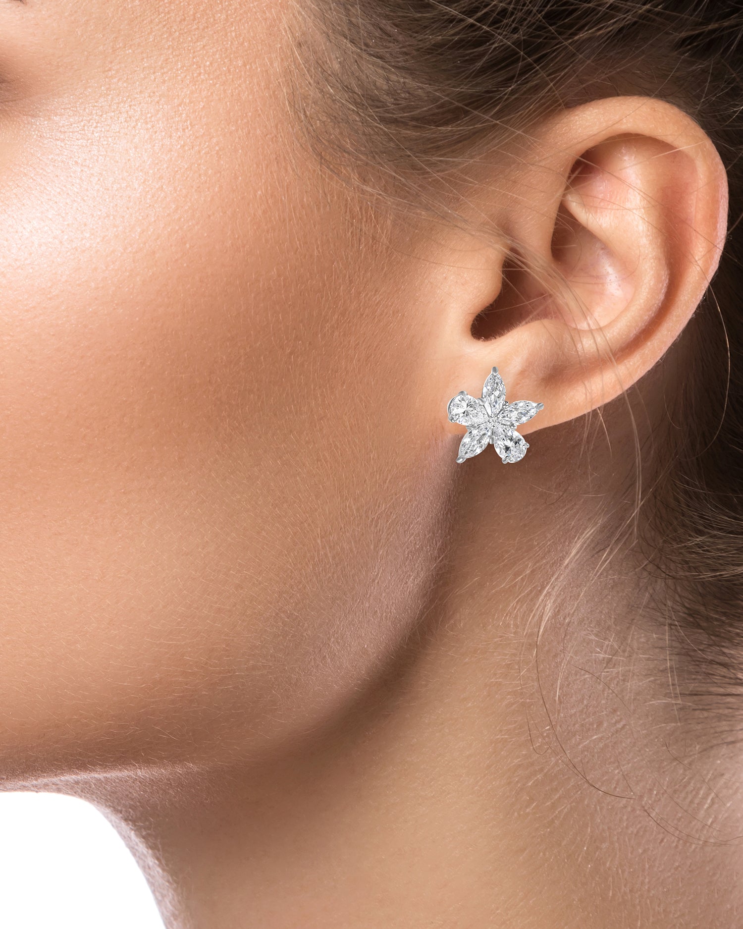 Pear and Marquise Shaped Stud Earrings