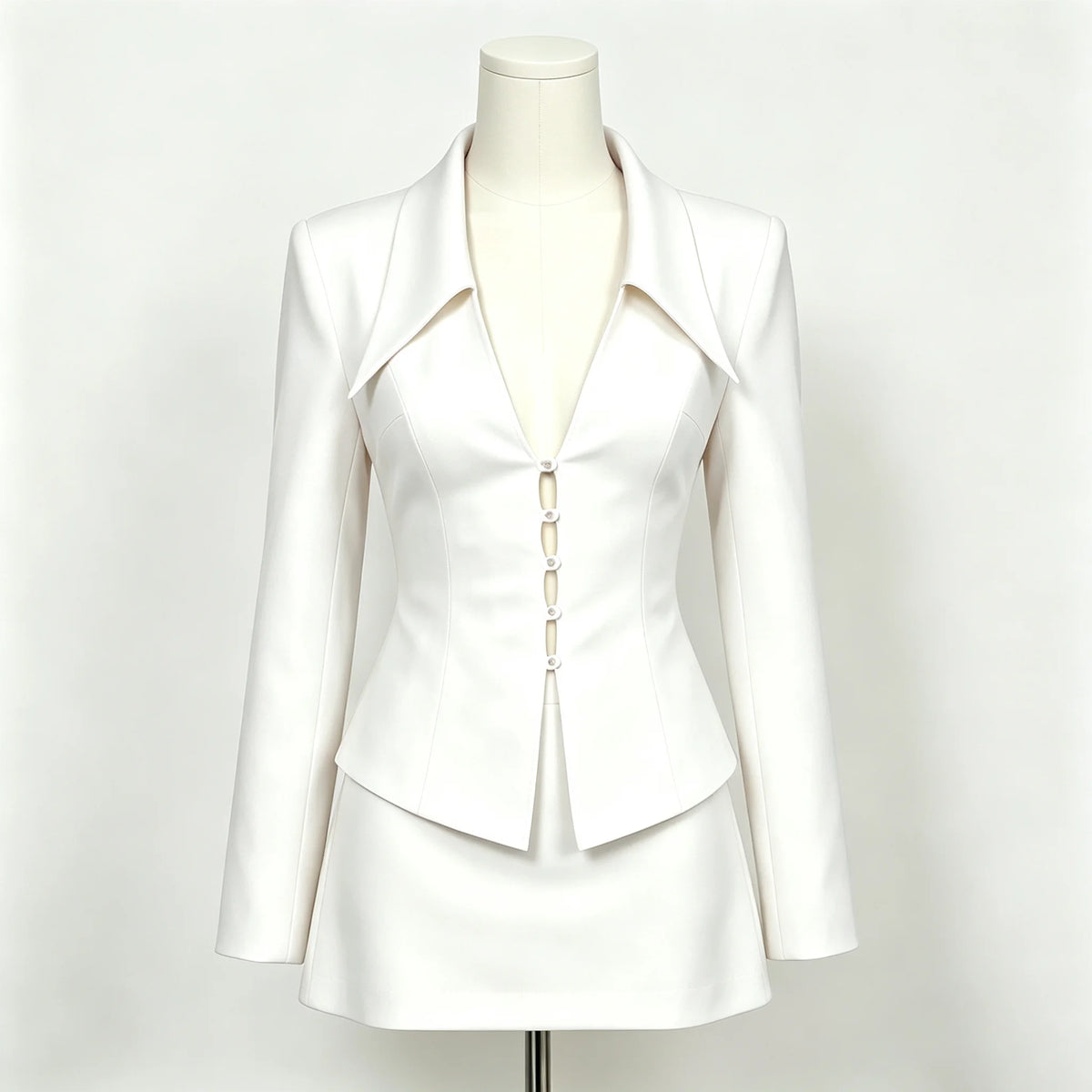 Deep V Cut Out Blazer & Mini Skirt Matching Set
