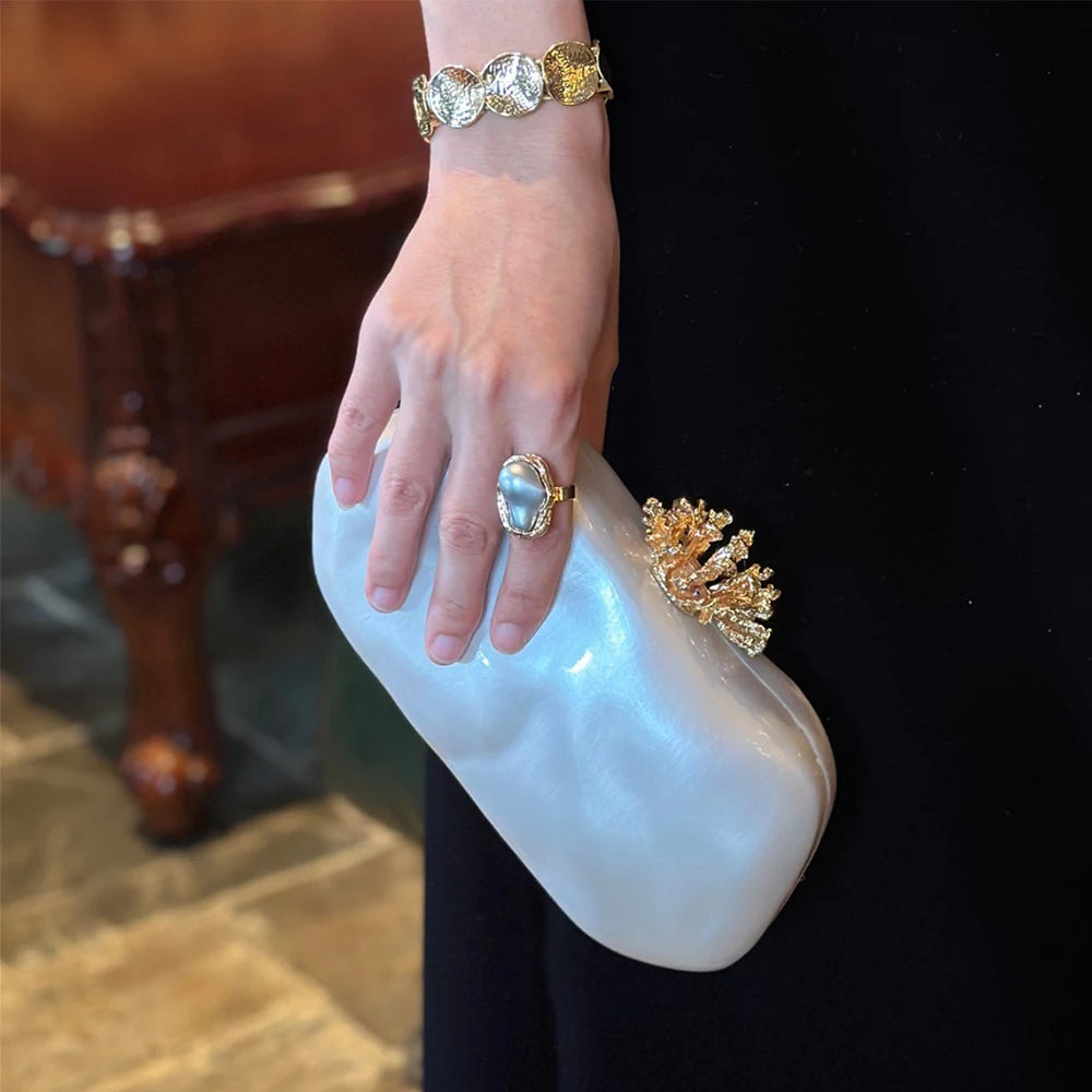 Acrylic Mother of Pearl Coral Bag