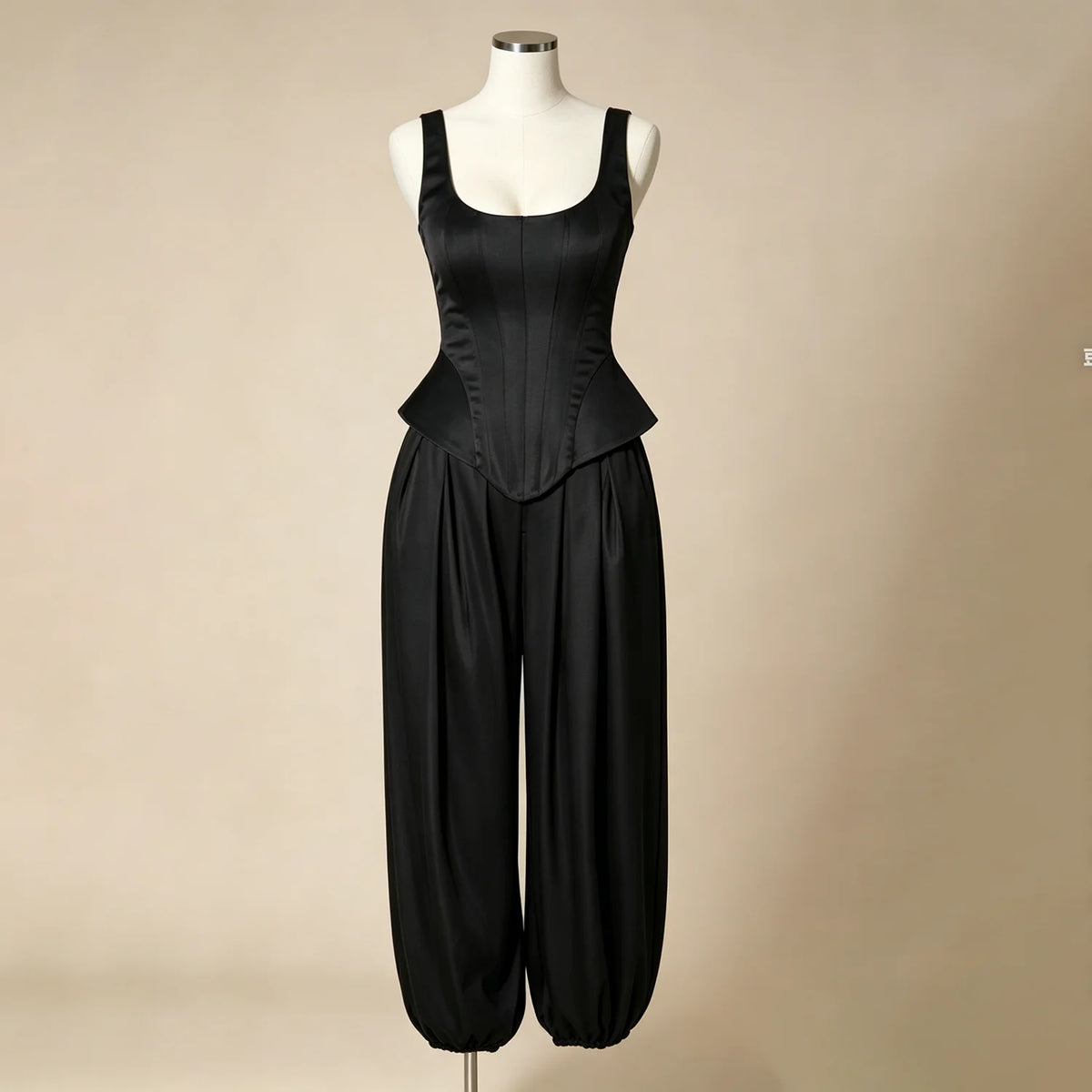 Square Neck Sleeveless Corset Top & Ballon Pant Matching Set