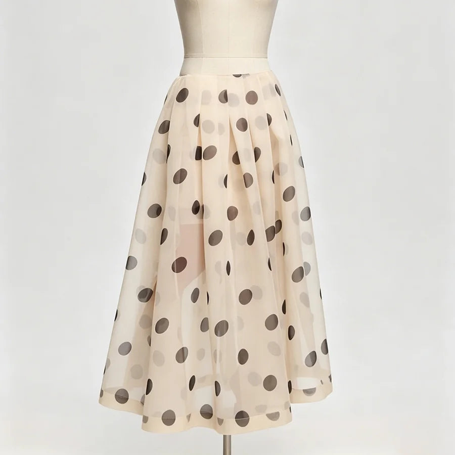 Polka Dot Organza Maxi Skirt