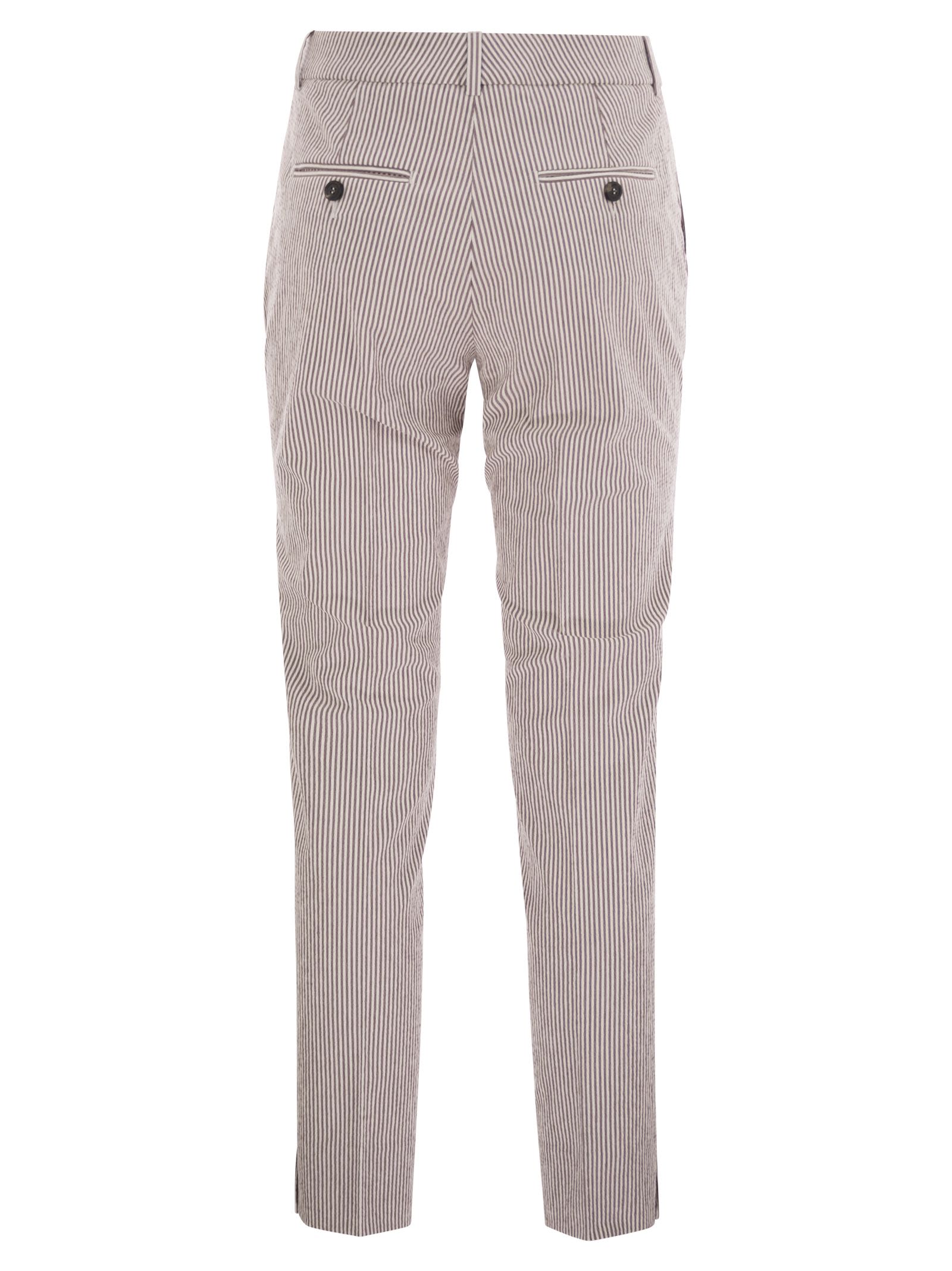 Peserico Women Seersucker Cotton Cigarette Trousers