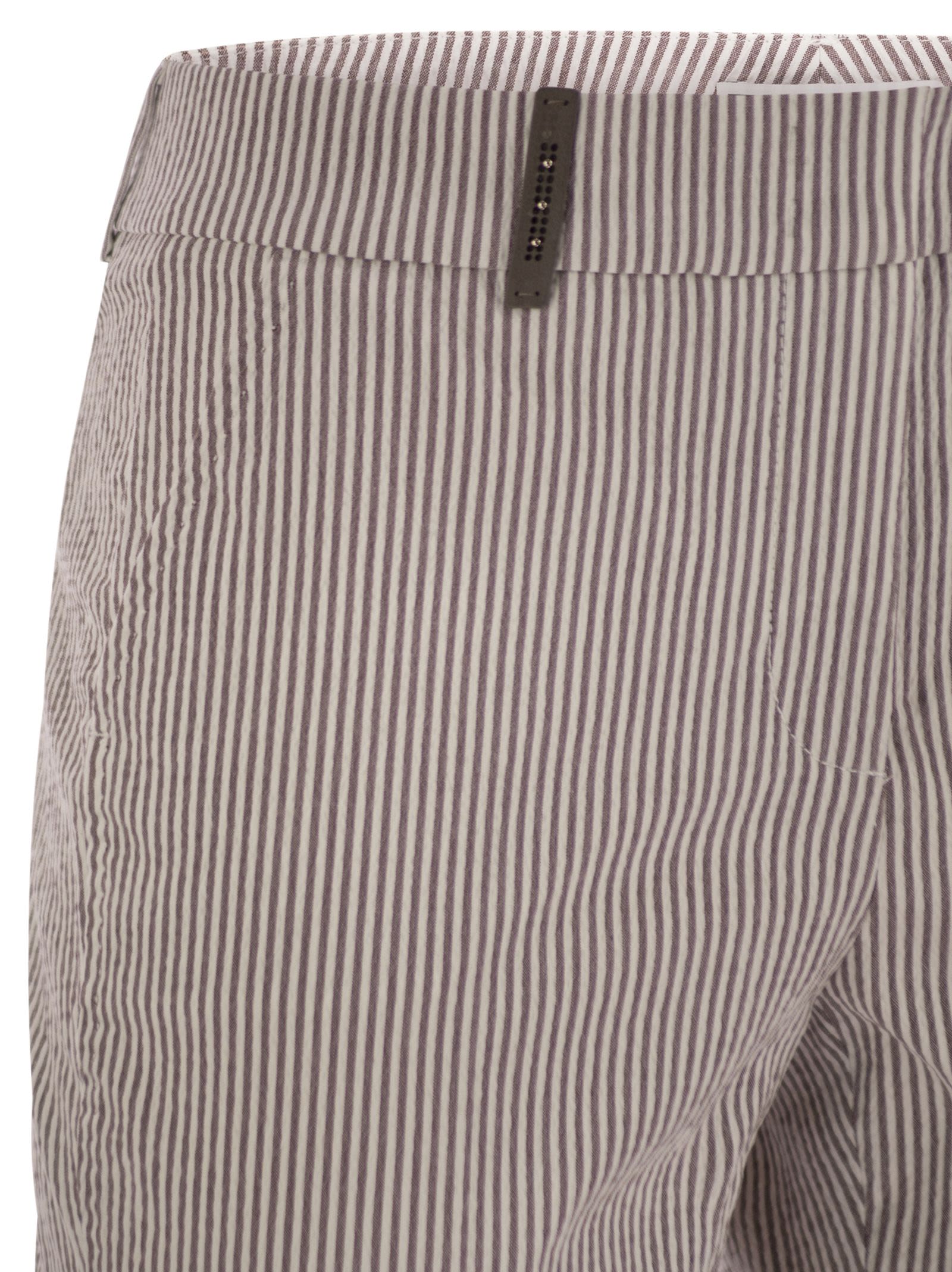 Peserico Women Seersucker Cotton Cigarette Trousers