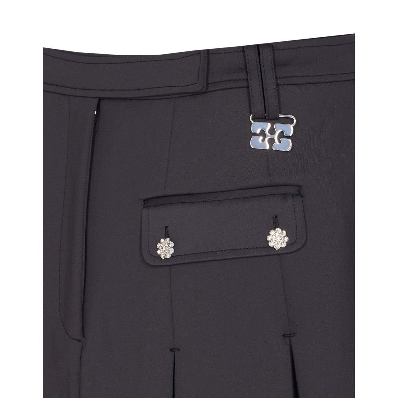 Ganni Women Black Pleated Mini Skirt