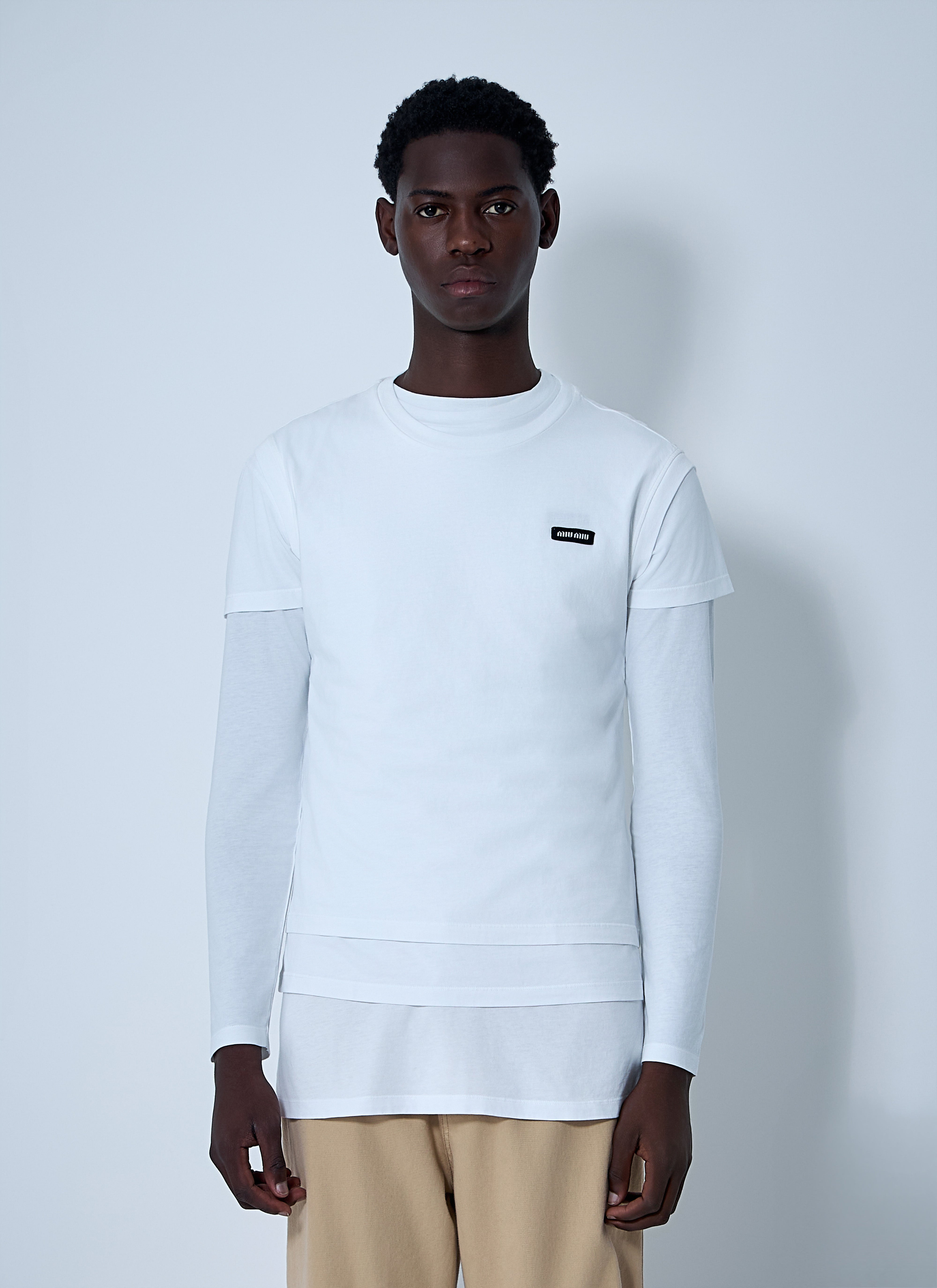Miu Miu Men Set Of Three Logo Motif T-Shirts