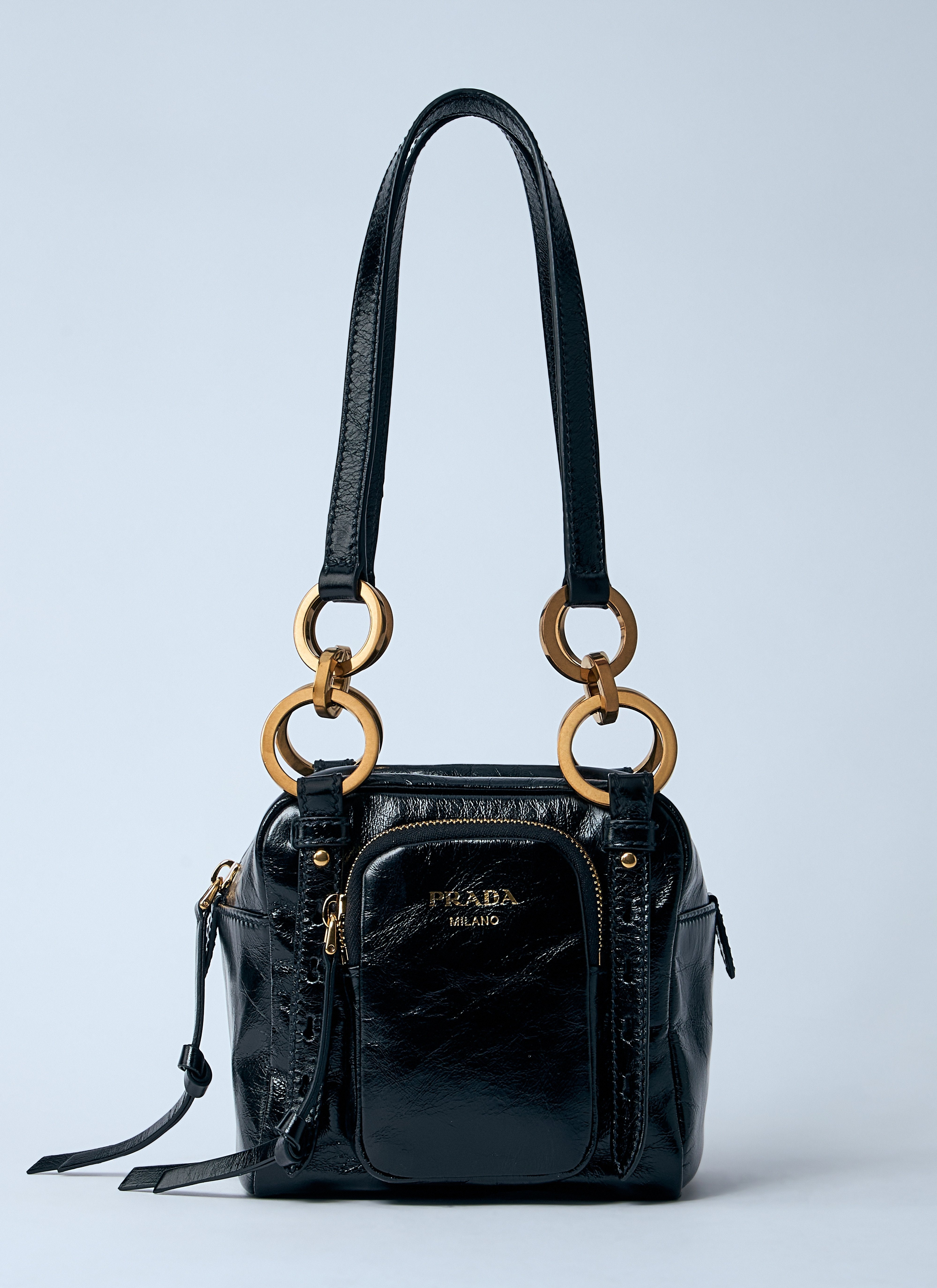 Prada Women Mini Dangle Leather Handbag